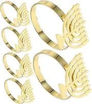 Hanukkah Napkin Rings Set Jewish Holiday Menorah Decor Ring Elegant Dinner Party Accessory for Home