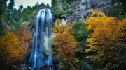 Landscape waterfall trees cliff rocks nature fall Custom Gaming Mat Desk