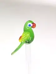 Artisan Colorful Blown Glass Parrott Figurine Beverage Drink Stirrer Mixer 8 In