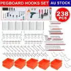 238x Pegboard Accessories Workshop Garage Peg Board Hooks Storage Organizer AU