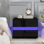 ALFORDSON 2 Drawers Bedside Table Miron LED Nightstand (Black)