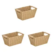 3PK Annabel Trends Papier Woven Storage Basket Beaded 18x28cm Home Decor Natural