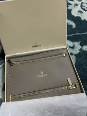 ROLEX New Gray Leather mini Zippy Wallet with 4 zipers 16cmx12cm