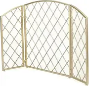Fire Guard 3-Panel Handcrafted Wrought Iron Mesh Fireplace Screen, Fire Spark Guard with Folding Panels, for Child and Pet Safet Fence, Black/Gold (Color : Black) Little Surprise