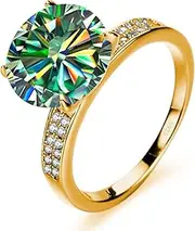 [WAHZAUS] Dainty 5 Carat Moissanite Engagement Rings for Women Round Cut D Color VVS1 Lab Rose Gold Diamond Rings for Women 925 Sterling Silver Moissanite Ring for Women