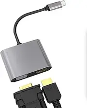 USB C to HDMI VGA Adapter, 4K HDMI & 1080P VGA, Compatible with Galaxy S24 Ultra, MacBook Pro, iPad Pro 2024, Chromebook Pixel, XPS 13, Surface Go