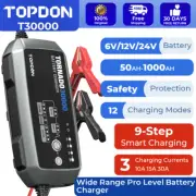 TOPDON T30000 30A 6V/12V/24V Lead-acid Battery Charger Car 9-Step Smart Charger