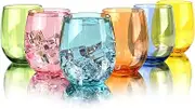 yongzhenlite Set of 6 Acrylic Wine Glasses, 20-Ounce Plastic Tumbler for Home Party Use,BPA Free,Dishwasher Safe (Multi Color)
