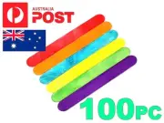CRAFT 100 RAINBOW WOODEN CRAFT STICKS PADDLE POP POPSICLE Coffee Stirrers COLOR