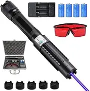 High Power Long Range Adjustable Focus Light with Star Cap Flashlight，One-Button Switch（Blue Light）