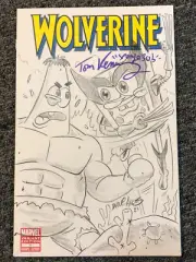 Wolverine 01 Sketch CVR SPONGEBOB & HULK by Dave Aikins signed by TOM KENNY