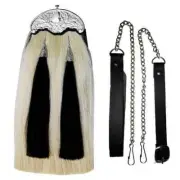 Scottish Synthetic Long Horsehair Sporran with 2 Tassels Bag piper Kilt Sporran
