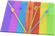 GeeRic 100pcs Reusable 26cm Artistic Straws, Biodegradable Party Long Straws for Hot/Cold Drinking, Cocktail, Milkshake, Bar, Restaurant, Club, Picnic, Random Color