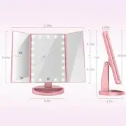 22 LED Lights Triple Fold Lighted Vanity Make Up Mirror with Touch screen