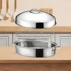 Oval Fish Steamer 16in Multiuse Pasta Pot Roasting Pan Potatoes Cereals Eggs