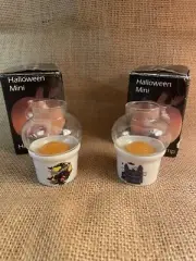 Vintage Robert Alan Candle Co Halloween Mini Votive Lanterns Haunted House Witch