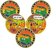 5pcs Colorful Dumpster Fire Challenge Coin - This is Fine Mini Dumpster Fire Coin - Hilarious Funny Desk Accessories for Work - Gold Coworker Go Away Token - Inspirational Gifts for Men Women Teacher