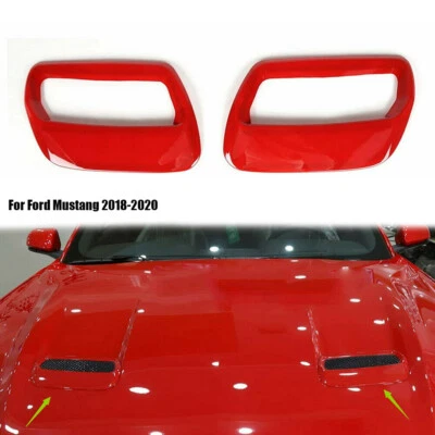 2pcs Hood Engine Air Vent Outlet Cover Trim for Ford Mustang 2018-2019 Red