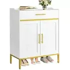 Shoe Storage Cabinet, Narrow Shoe Cabinet, Shoe Cabinet Storage White + Gold