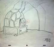 The Pebbles and Bamm-Bamm Show 1971 Production Hand Drawn Background Pencil