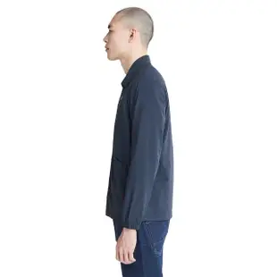 【Timberland】男款深藍色再生尼龍防潑水寬版襯衫外套(A5Y6H433)