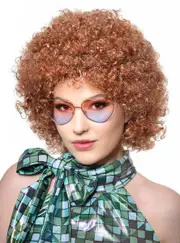 Light Auburn Brown Unisex Adults 70s Disco Afro Costume Wig