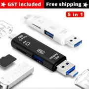 NEW Multi-function Card Reader 5-in-1 D-188 Black USB 3.1 Type C OTG Adapter