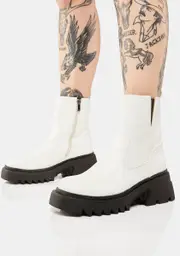[SIMMI] White Candace Platform Ankle Boots