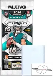2024 Panini Prizm Football NFL Fat Packs/Cello Box Trading Cards + Toploader(s) + StreetCards Magnet! (1 Pack + 1 Toploader)