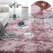 Fluffy Carpet for Living Room Soft Shaggy Plush Thicken Bedroom Bedside Coffee Table Kids Room Mat Home Decor Rug,Pink Purple,50x80cm Door Mat