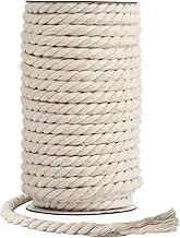 Cotton Cord 8mm x 20 Yards - Natural Unbleached Macrame Rope - 3 Strand Twisted Cotton Rope for Wall Hanging，DIY Craft Making，Plant Hangers，Knotting Decorative Projects (White)