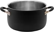 [Meyer] Accent Series Hard Anodised Stainless Steel Cookware 24cm/6.2liters Stock Pot, Pots and Pans, Induction Compatible, Dishwasher Safe, Oven Safe, Matte Black
