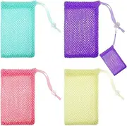4 Pack Soap Savers for Bar Soap Exfoliating Net Mesh for Shower Holder Mesh Foaming Bag for Bath & Shower (5.5 x 3.5 in, 4 Colors)