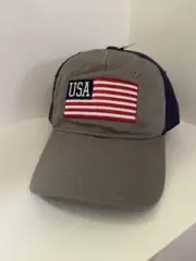 New Men's USA Flag Grey/Blue Adjustable Baseball Cap Hat