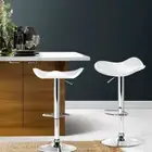 Artiss 2x Bar Stools Leather Gas Lift Chair White Seats Steel Chrome