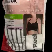 Reebok Womens Strappy Bralette Sport Bra Size L Pink White Anti- Microbial 2PK
