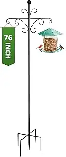 Garden Shepherd Hook, 193 cm Garden Double Hook with 5 Prong Base Shepherds Crook Hook for Solar Lights, Plant Baskets, Lanterns, Bird Feeders
