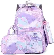 [Hemasa] 3pcs/Set Fish Scale Print Kid Backpack With Mermaid pendant Girl waterproof School Bag Children Schoolbag For teenage girls
