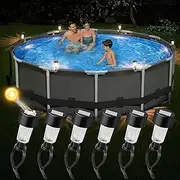 BITIWEND 6 Pack Black Solar Pool Lights for Framed Above Ground Pools, Waterproof Swimming Pool Accessories Lights, Outdoor Pool Decoration Night Light