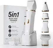 Electric Bikini Trimmer for Women - 4 in 1 Electric Shaver for Women, Waterproof Pubic Hair Trimmer and Facial Hair Remover, Replaceable Razors & Nose Hair Trimmer, Rechargeable Women's Grooming Kit