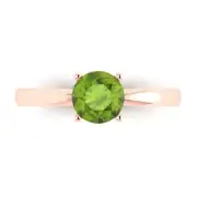 1 Round shape Real Peridot Wedding Bridal Promise Designer Ring 14k Rose Gold
