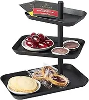 Yamazaki Home 3-Tier Serving Stand-Appetizer Tray Organizer for Party Or Kitchen | Steel | Food Display, One Size, Black