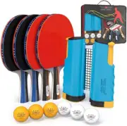 Ping Pong Paddles Set Professional Table Tennis Rackets Balls Retractable Net