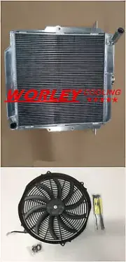 QLD-2ROW Alloy Radiator+Fan for Land cruiser 70 Series FJ70 FJ73 FJ75 Petrol 4.0