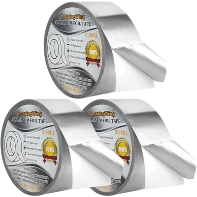 3PCS Aluminum Foil Duct Tapes Heavy Duty, Silver Metal Tape, Preminum Insulation