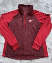 Adidas NHL Red Wings Performer Baseline ClimaLite Red Heather 1/4 Zip Wmn Sz XXL
