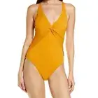 Bleu Rod Beattie One Piece Swimsuit Size 14 Gold Flattering Plunge