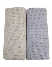 [Bubba Blue] Nordic Cellular Blanket 2 Pack in Grey/Sand
