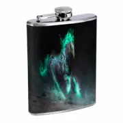 Horse Blue Death Em1 Flask 8oz Stainless Steel Hip Drinking Whiskey