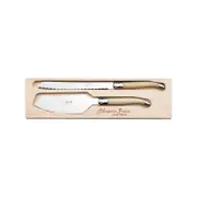 Laguiole Jean Neron Cake Slicer & Bread Knife Set - Light Horn
